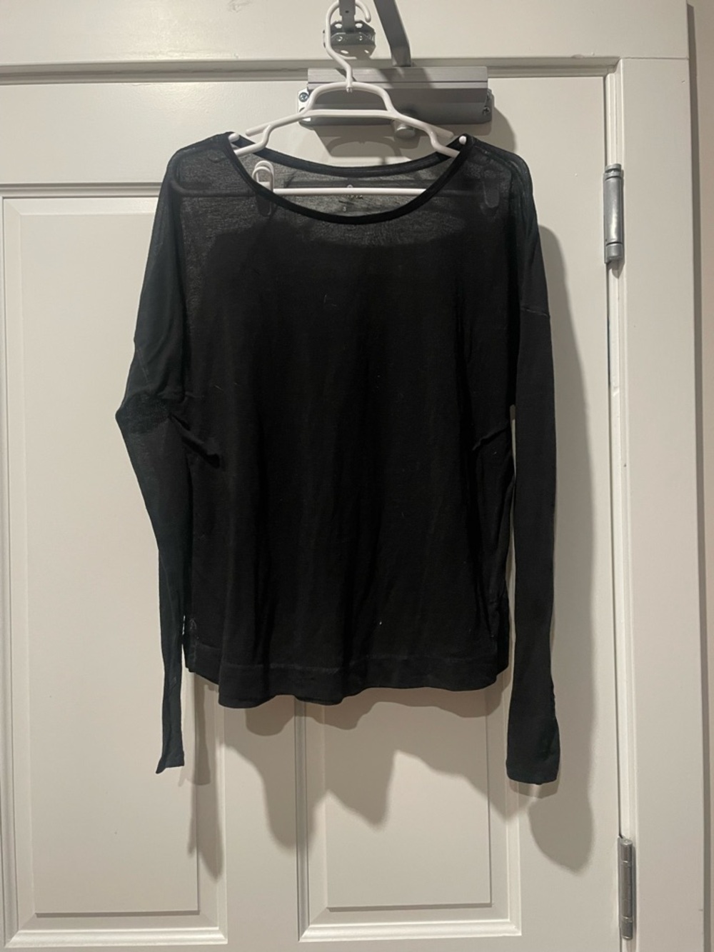 Athleta Black Long Sleeve Sheer Lightweight Top size small